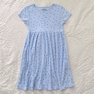 Wild Fable Blue Floral Short Sleeve Waffle Knit Babydoll Dress